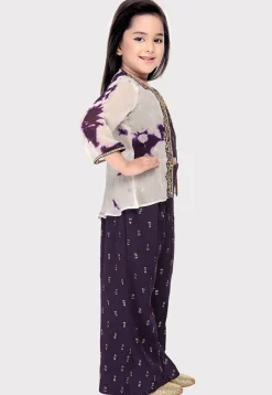 Embroidered Georgette Top Set in Wine
