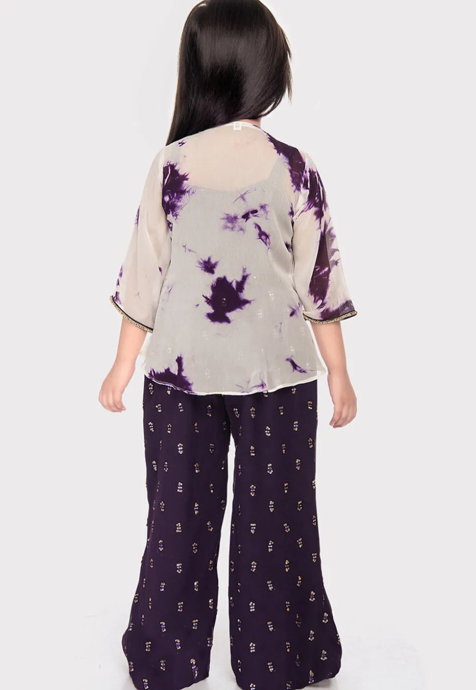 Embroidered Georgette Top Set in Wine