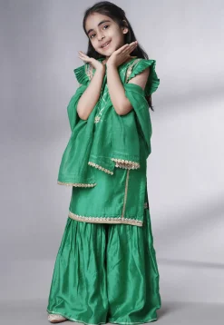 Embroidered Muslin Silk Pakistani Suit in Sea Green