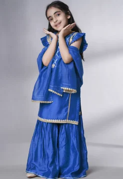 Embroidered Muslin Silk Pakistani Suit in Blue