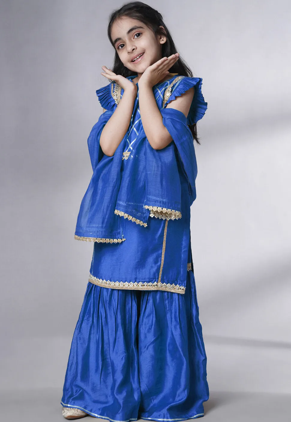 Embroidered Muslin Silk Pakistani Suit in Blue