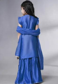 Embroidered Muslin Silk Pakistani Suit in Blue
