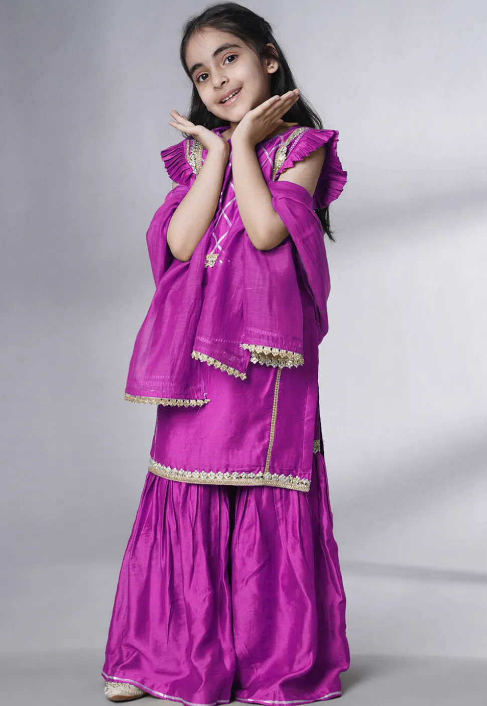 Embroidered Muslin Silk Pakistani Suit in Magenta