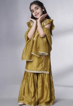 Embroidered Muslin Silk Pakistani Suit in Dusty Green
