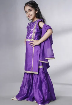 Embroidered Muslin Silk Pakistani Suit in Purple