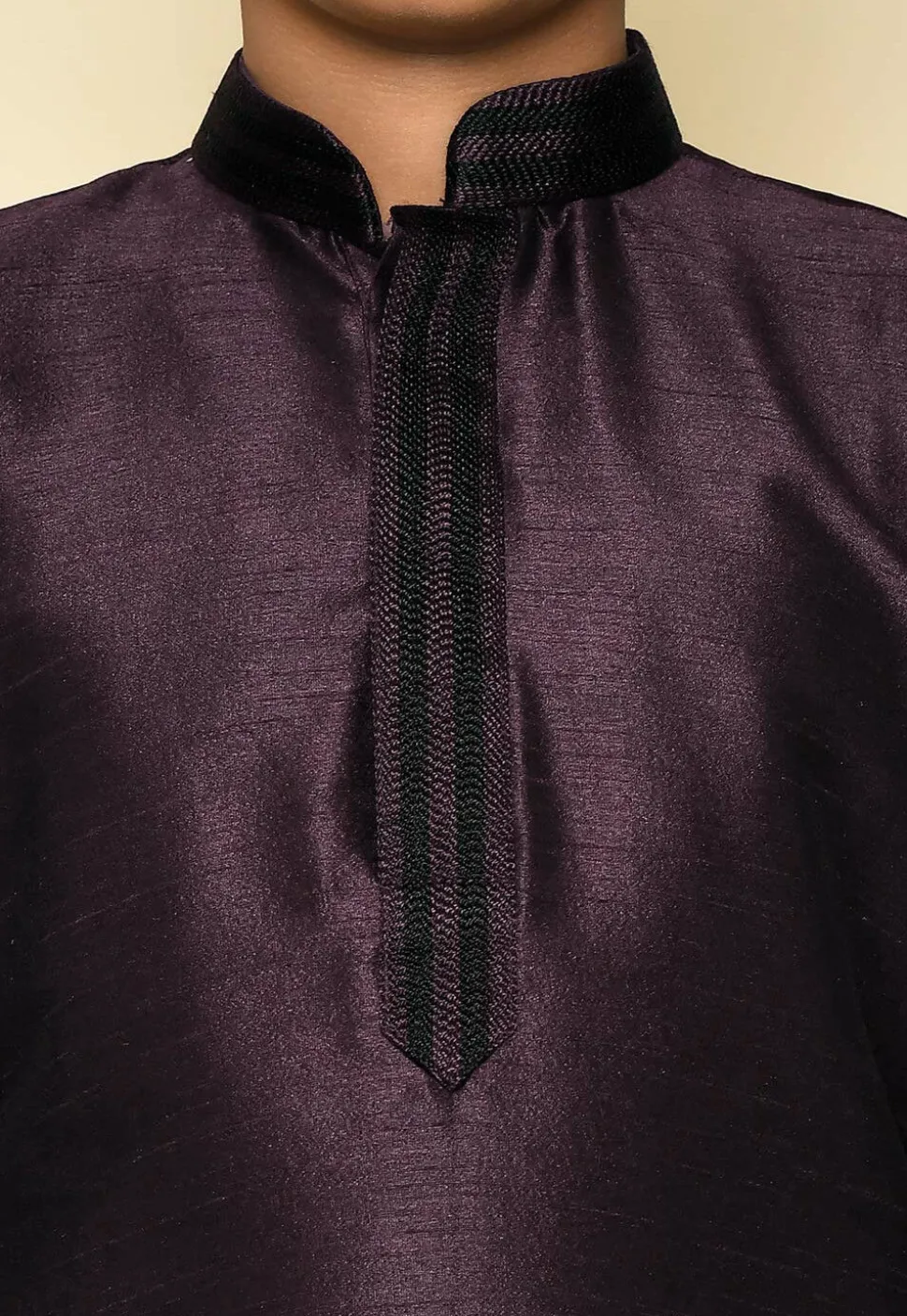 Embroidered Neckline Dupion Silk Kurta Set in Wine