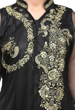 Embroidered Net Anarkali Suit in Black