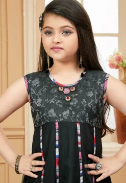 Embroidered Net Anarkali Suit in Black