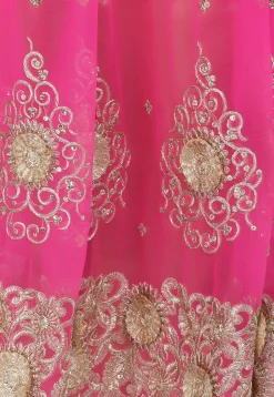 Embroidered Net Anarkali Suit in Pink