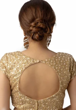 Embroidered Net Blouse in Beige