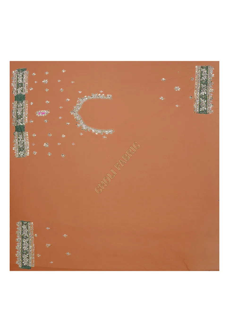 Embroidered Net Lehenga in Rust