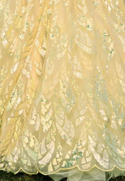 Embroidered Net Lehenga in Yellow