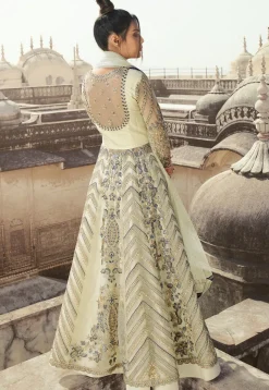 Embroidered Net Lehenga in Dusty Green