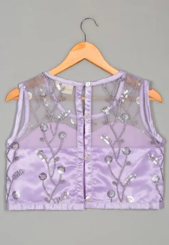 Embroidered Net Lehenga in Light Purple