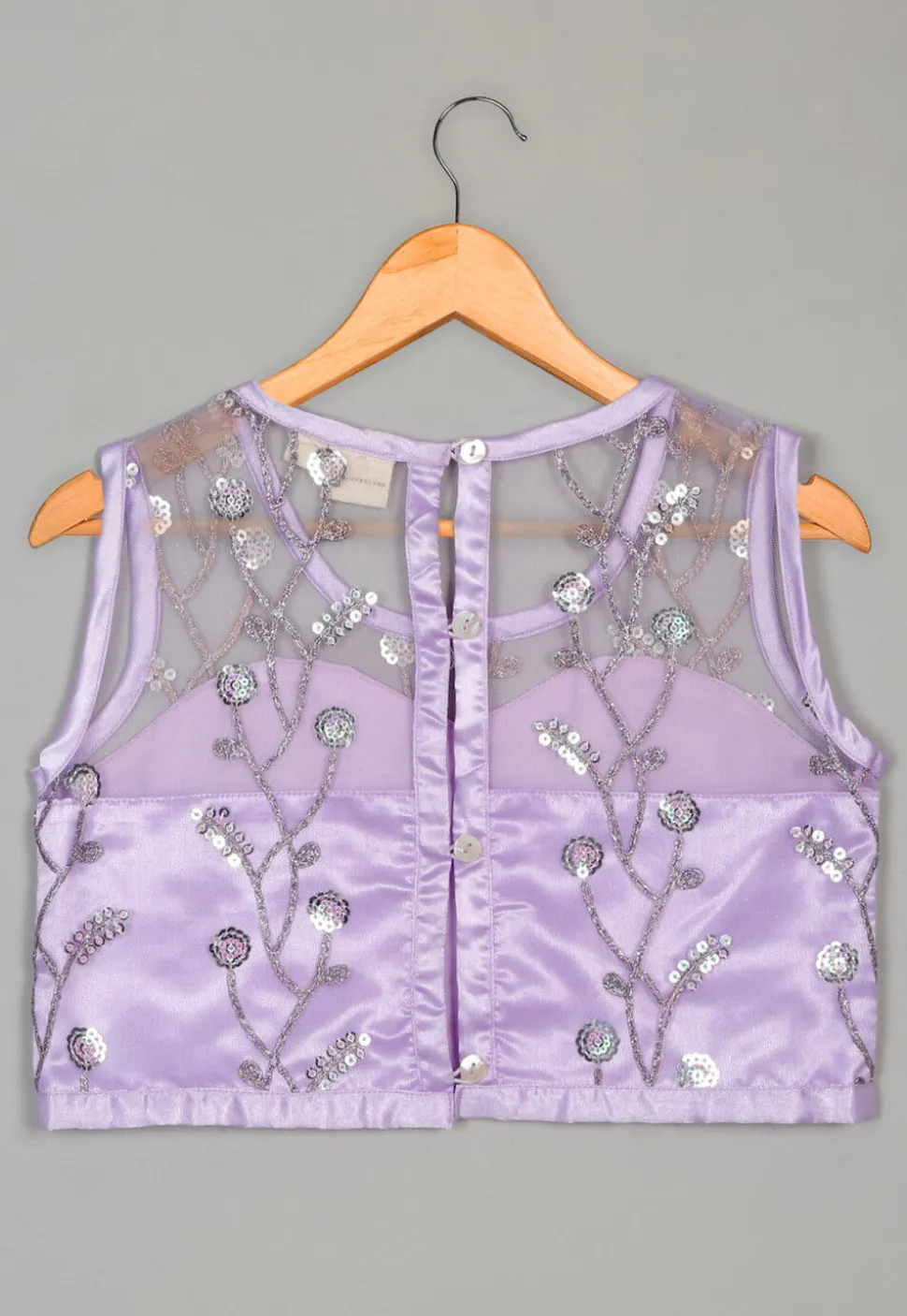 Embroidered Net Lehenga in Light Purple