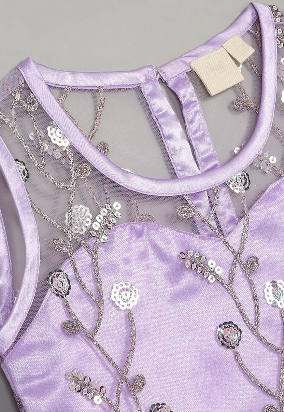 Embroidered Net Lehenga in Light Purple