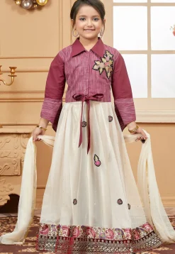 Embroidered Net Lehenga in Light Beige