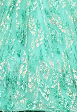 Embroidered Net Lehenga in Sea Green