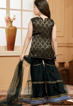 Embroidered Net Pakistani Suit in Black