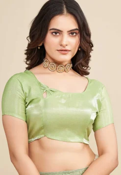 Embroidered Net  Saree in Dusty Green