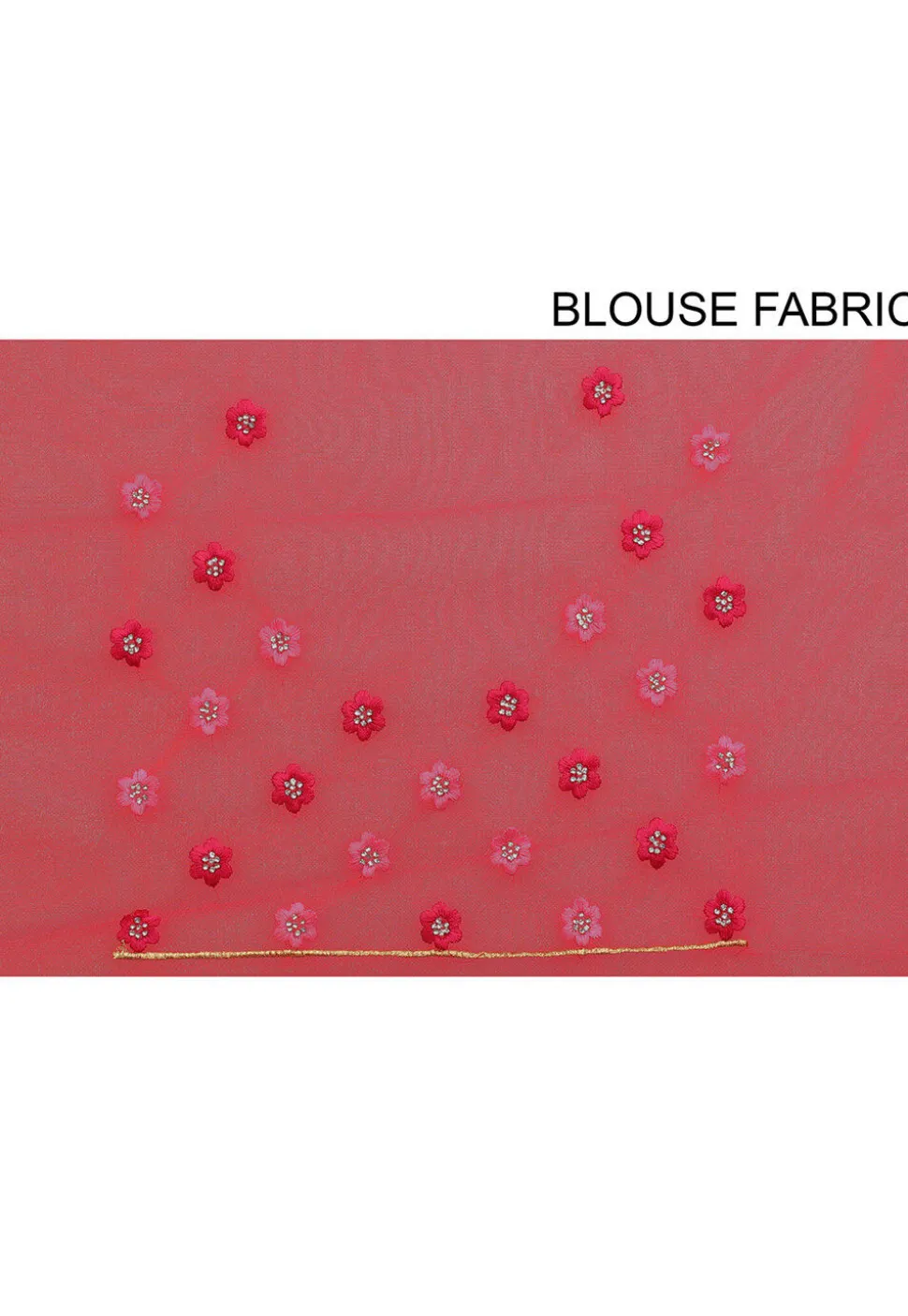Embroidered Net Scalloped Saree in Red