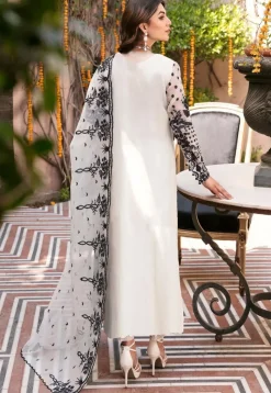 Embroidered Organza Front Slit Pakistani Suit in Off White