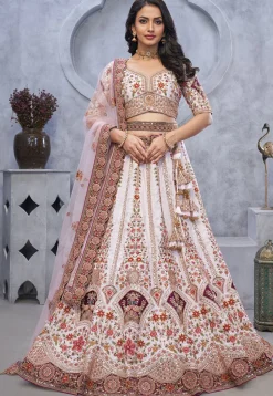 Embroidered Organza Lehenga in Light Purple