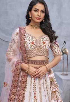 Embroidered Organza Lehenga in Light Purple