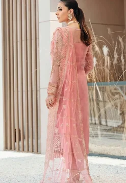 Embroidered Organza Pakistani Suit in Peach