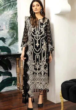 Embroidered Organza Pakistani Suit in Black