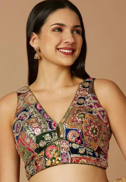 Embroidered Polyester Blouse in Multicolor