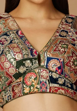 Embroidered Polyester Blouse in Multicolor
