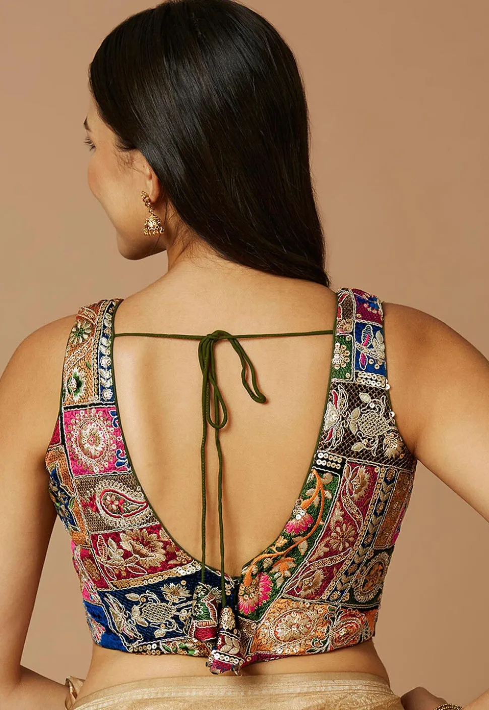 Embroidered Polyester Blouse in Multicolor