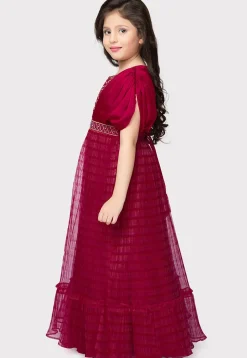 Embroidered Polyester Gown in Pink