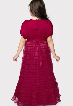 Embroidered Polyester Gown in Pink