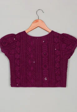 Embroidered Polyester Lehenga in Maroon