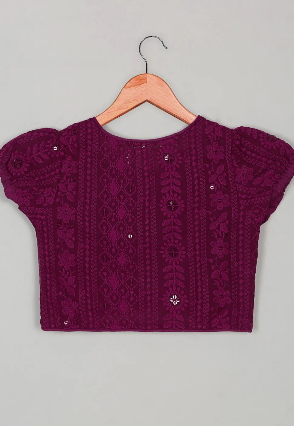 Embroidered Polyester Lehenga in Maroon