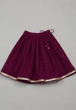 Embroidered Polyester Lehenga in Maroon