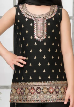 Embroidered Polyester Pakistani Suit in Black