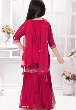 Embroidered Polyester Pakistani Suit in Fuchsia