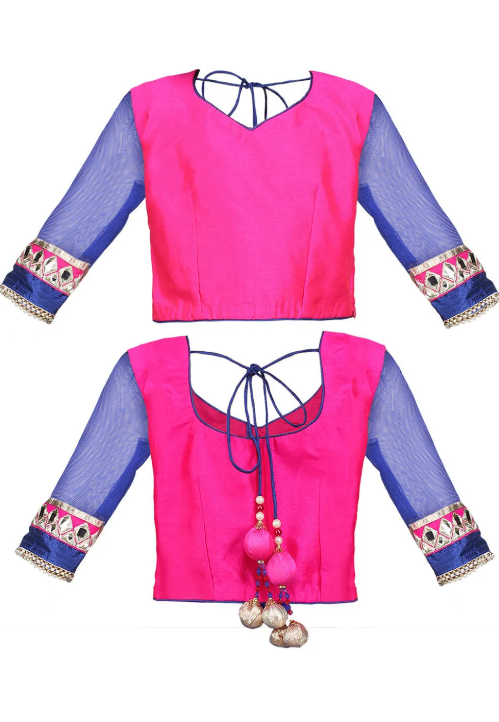Embroidered Pre Stitched Net Saree in Royal Blue