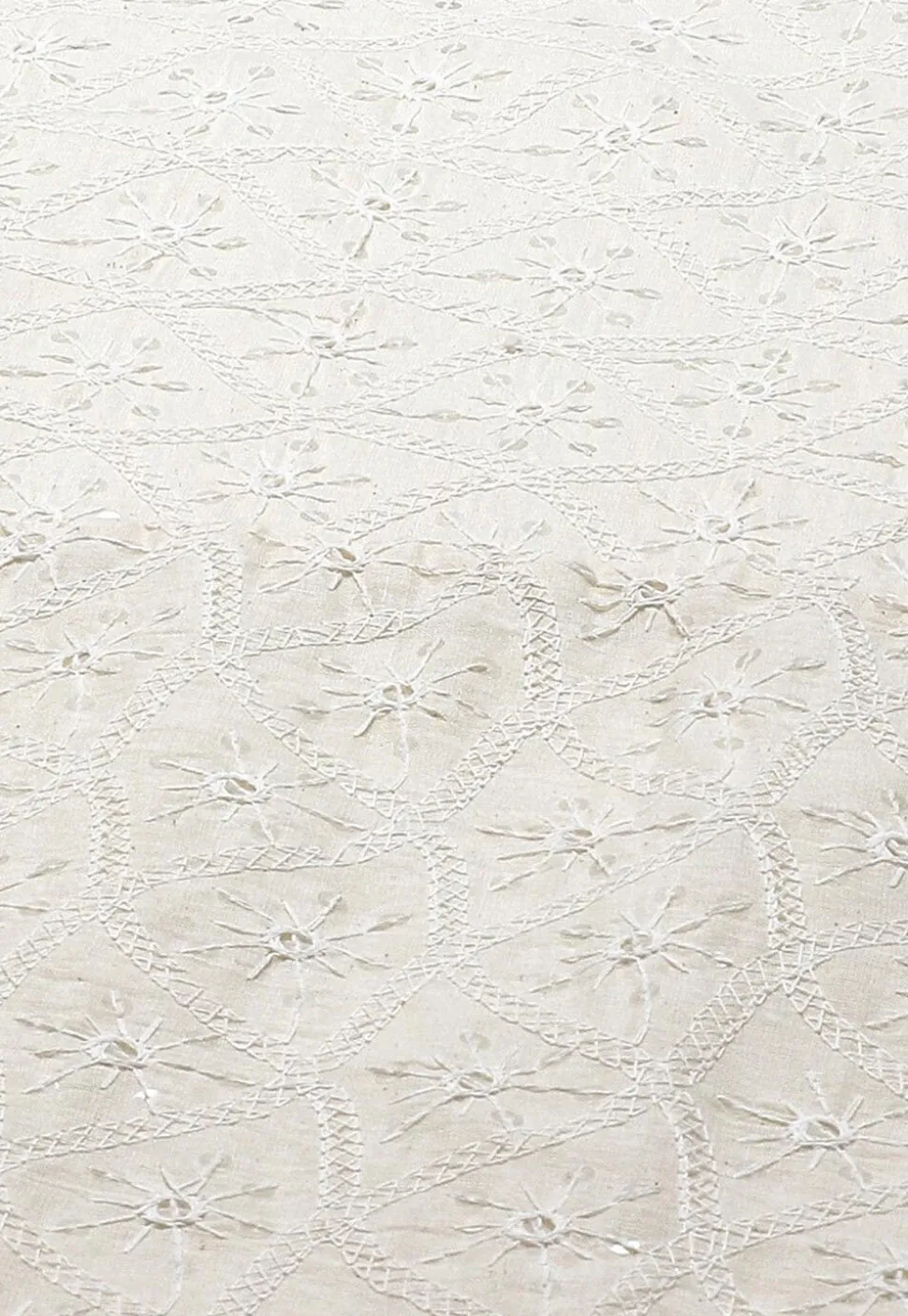 Embroidered Pure Cotton Aline Suit in Off White