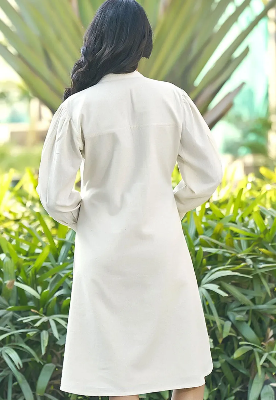 Embroidered Pure Cotton Dress in Off White