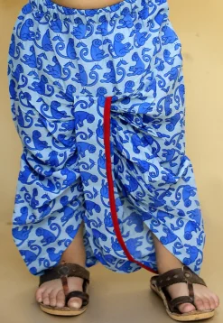 Embroidered Pure Cotton Kurta Set in Light Blue