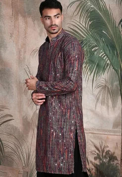 Embroidered Pure Cotton Kurta in Multicolor