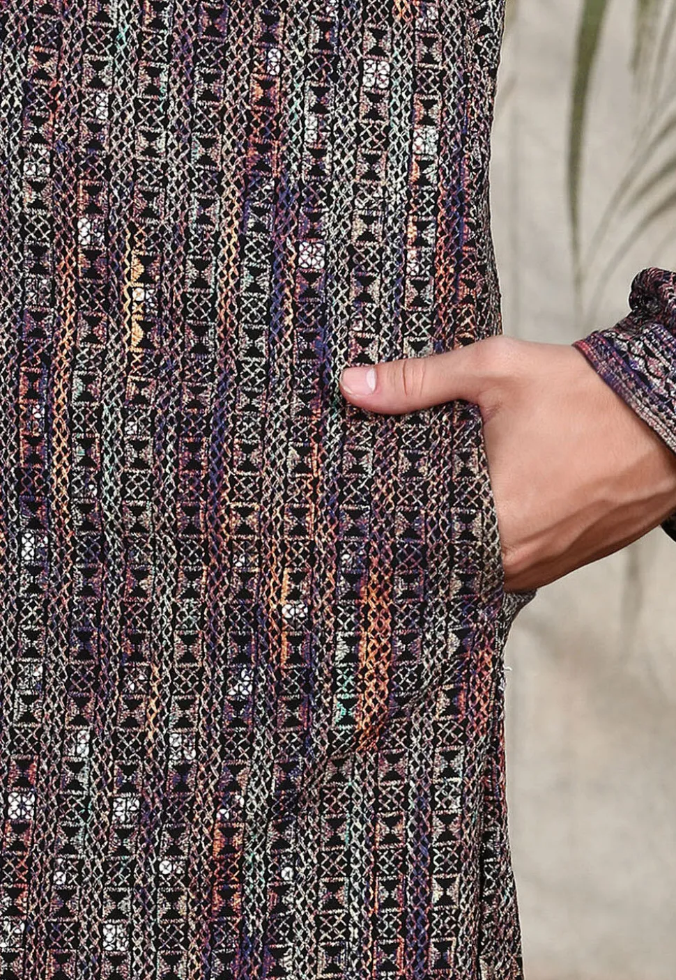 Embroidered Pure Cotton Kurta in Multicolor