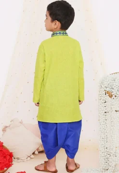 Embroidered Pure Cotton Kurta Set in Light Green