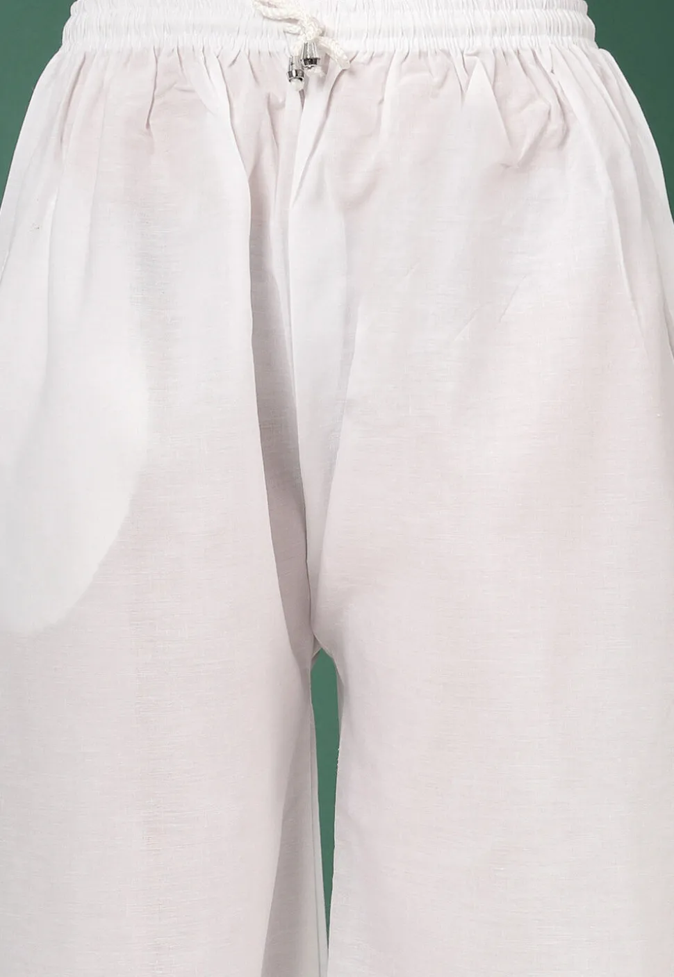 Embroidered Pure Cotton Palazzo in White