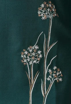 Embroidered Pure Cotton Short Kurti in Dark Teal Green