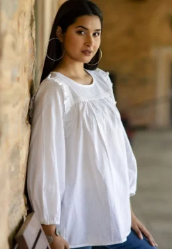 Embroidered Pure Cotton Tunic in White